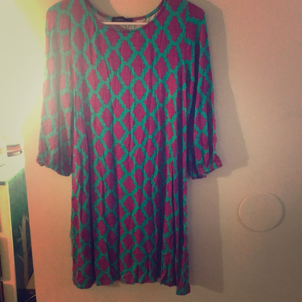 Turquoise and purple tunic